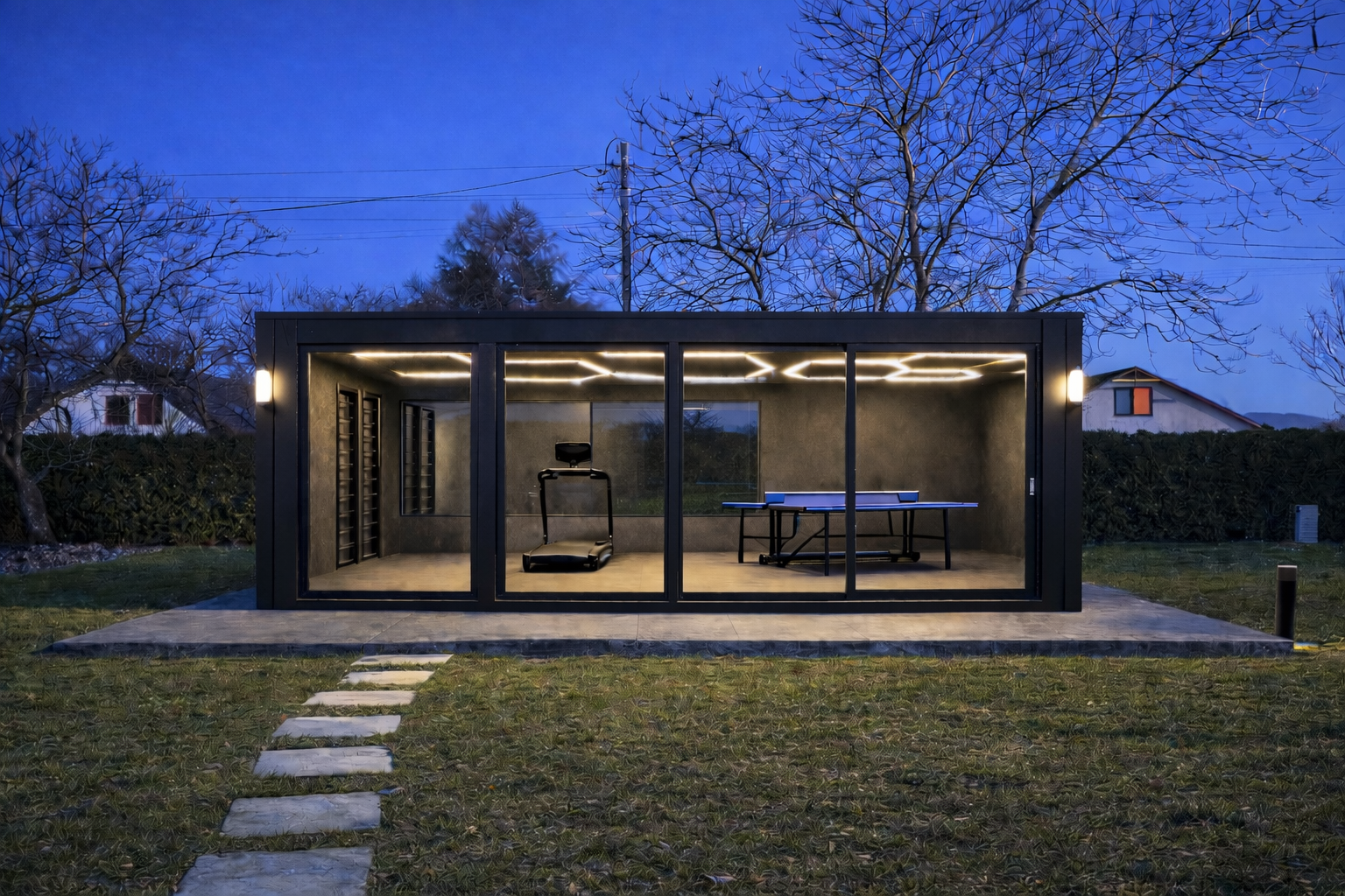 GymBox 7×5 w Bielsku-Białej — strefa rekreacji i treningu w ogrodzie